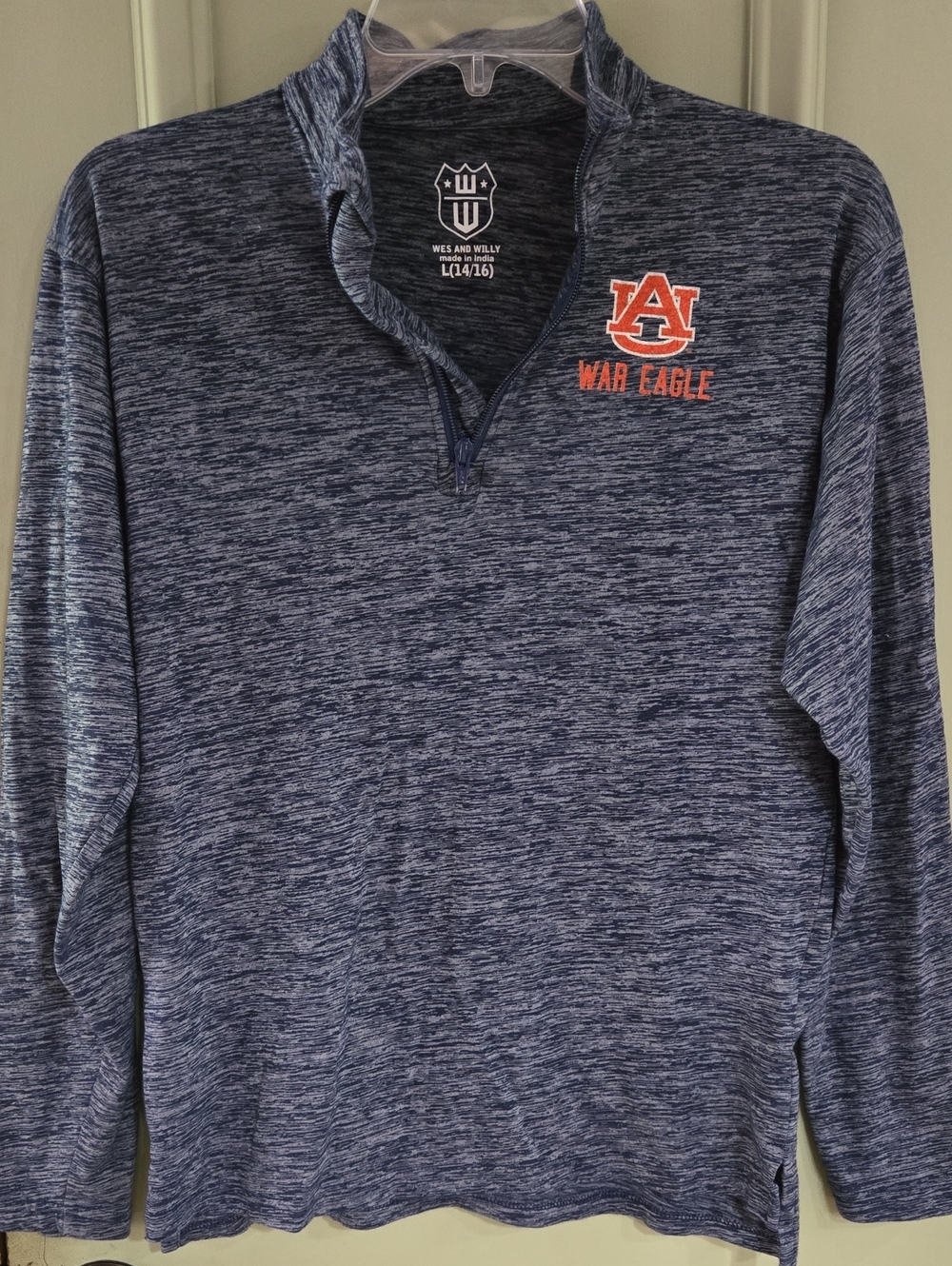Boys Navy Auburn University 'War Eagle' Quarter-Zip Long Sleeve Pullover